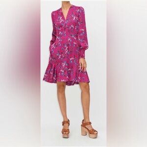 ME+EM Wild Meadow Print Fit + Flare Dress Size 10 Pink Floral Dainty Feminine